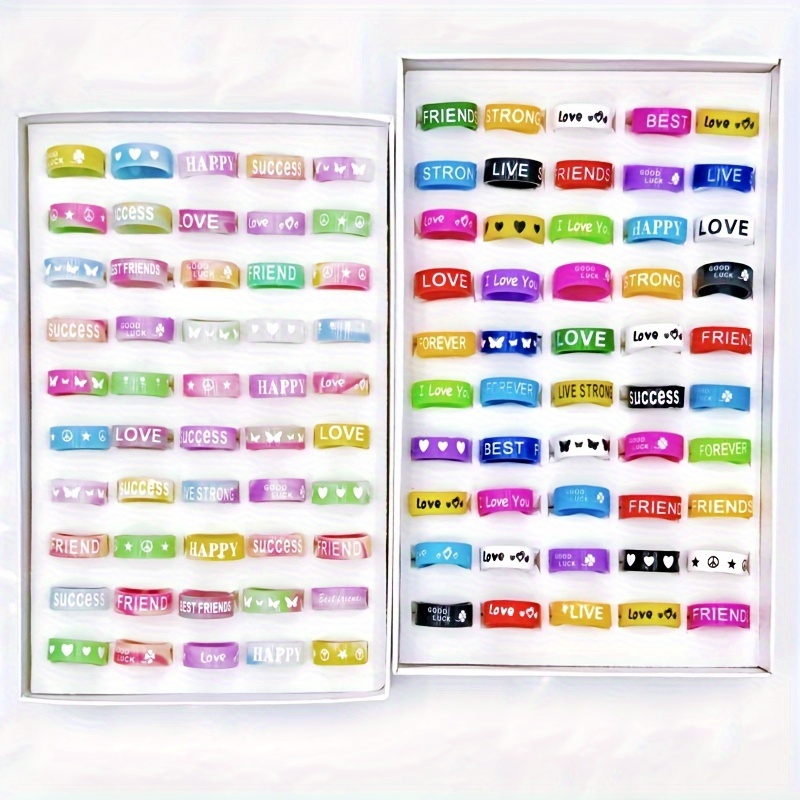 Mixed Styles Silicone Printed Rings Set